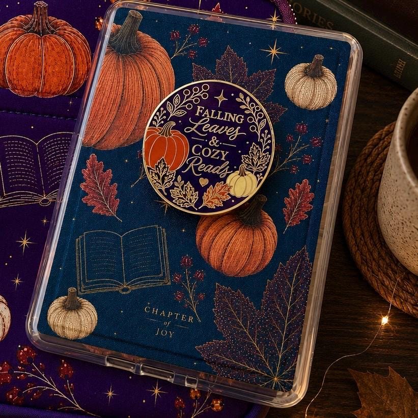 Magnetischer E-Reader Grip Herbst Falling Leaves and Cozy Reads