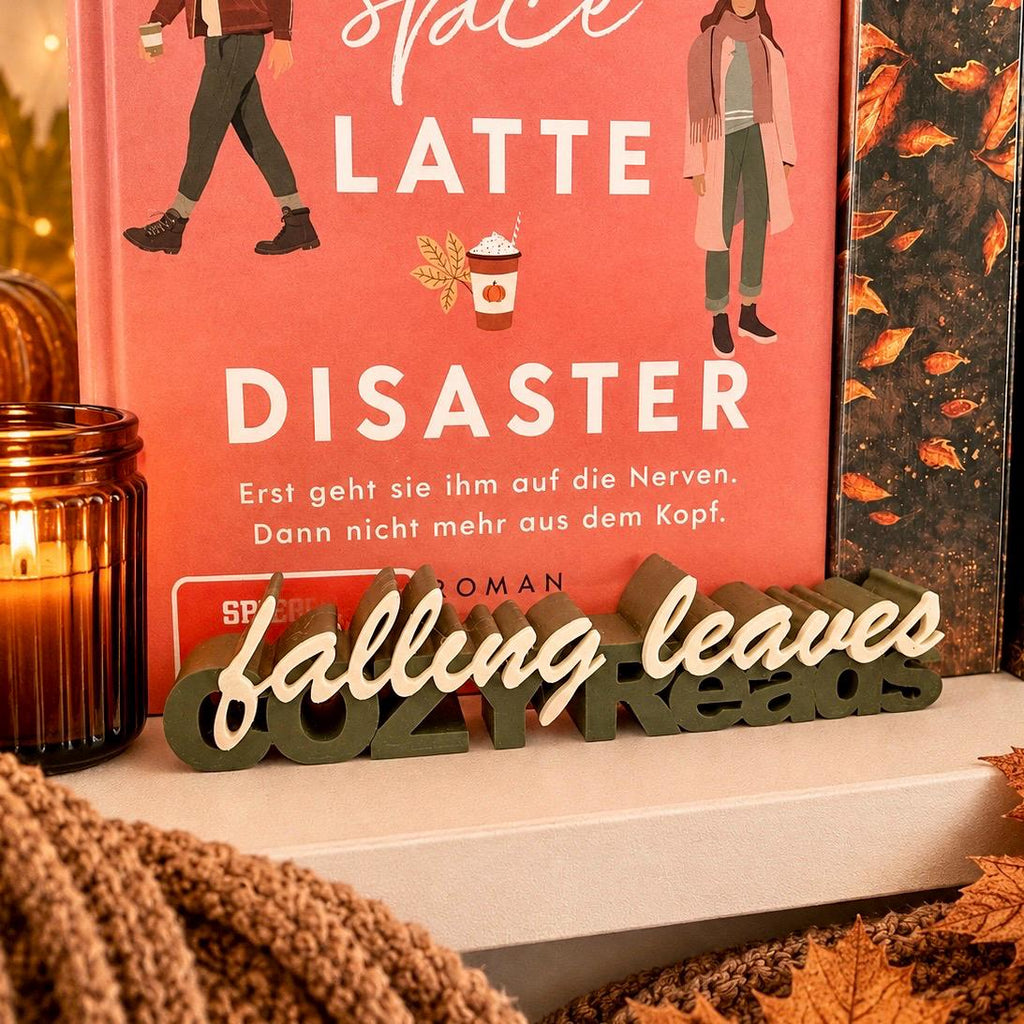 Falling Leaves & Cozy Reads 3D-Regaldeko aus PLA für Bücherregal und Leseecke
