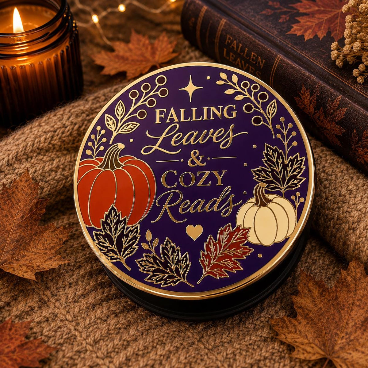 Magnetischer E-Reader Grip Herbst Falling Leaves and Cozy Reads
