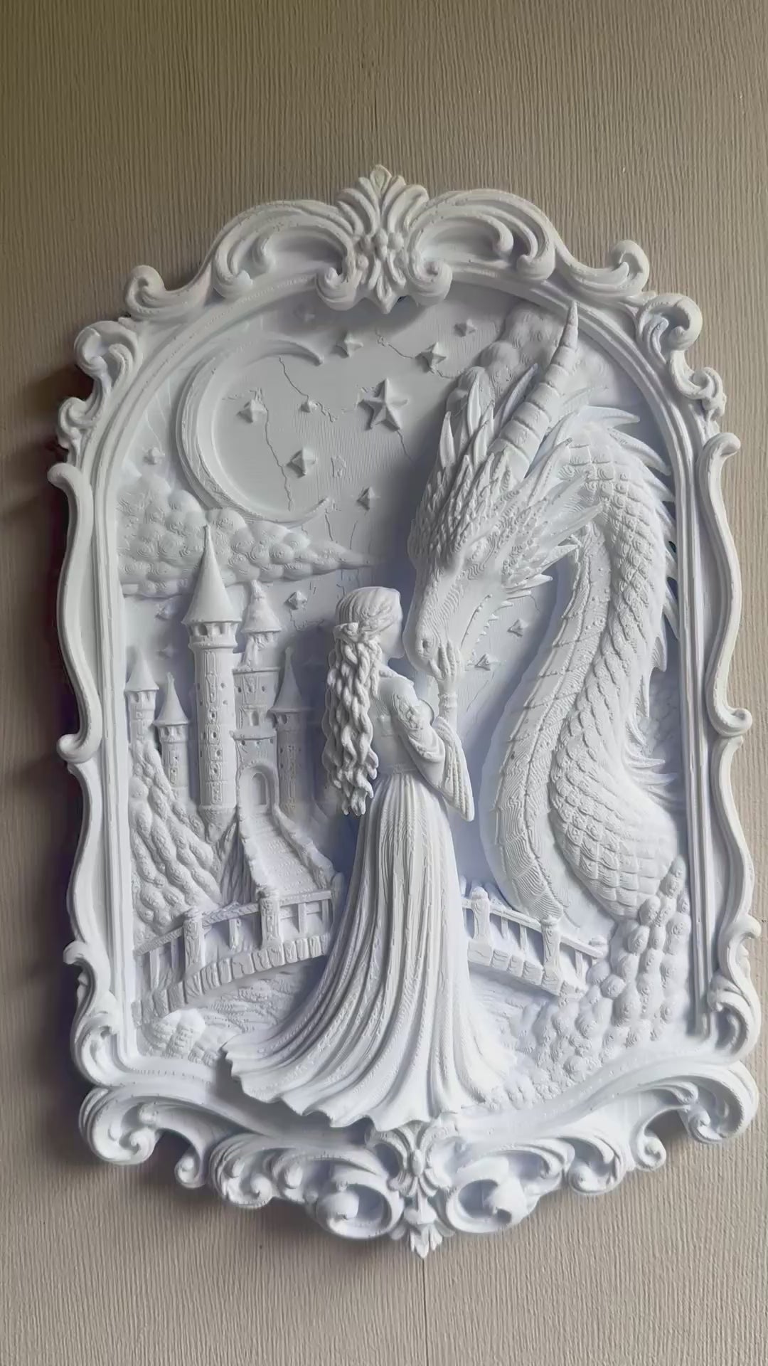 3D Wandbild Drache & Frau – Fantasy Deko für Leseecke
