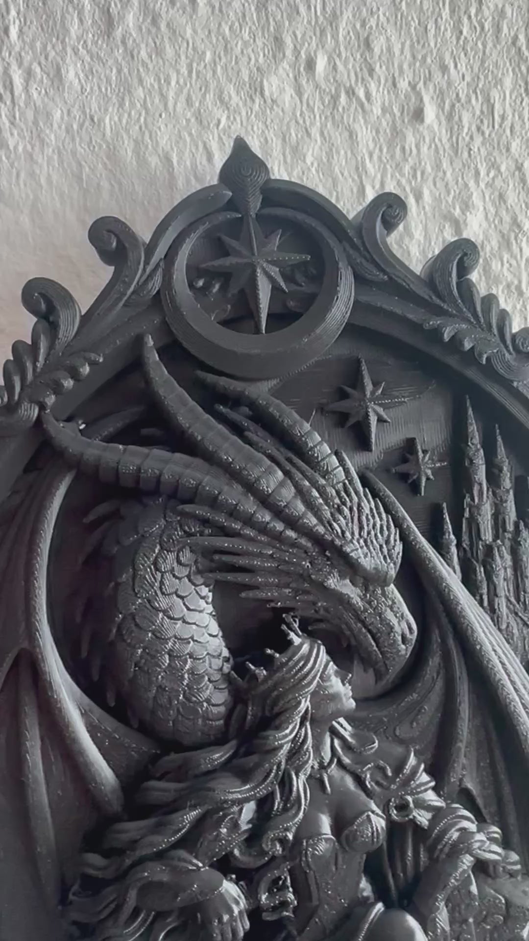 3D Wandbild Drache & Kriegerin – Fantasy Wanddeko für Leseecke